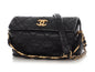 Chanel Small Black Crumpled Quilted Lambskin CC Links Shoulder Bag