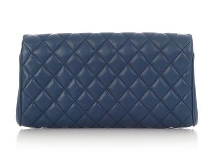 Chanel Blue Quilted Lambskin Fold Up Again Clutch