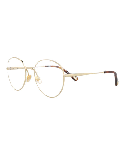 Chloé Womens Round/Oval Gold Gold Transparent Fashion Designer Eyewear