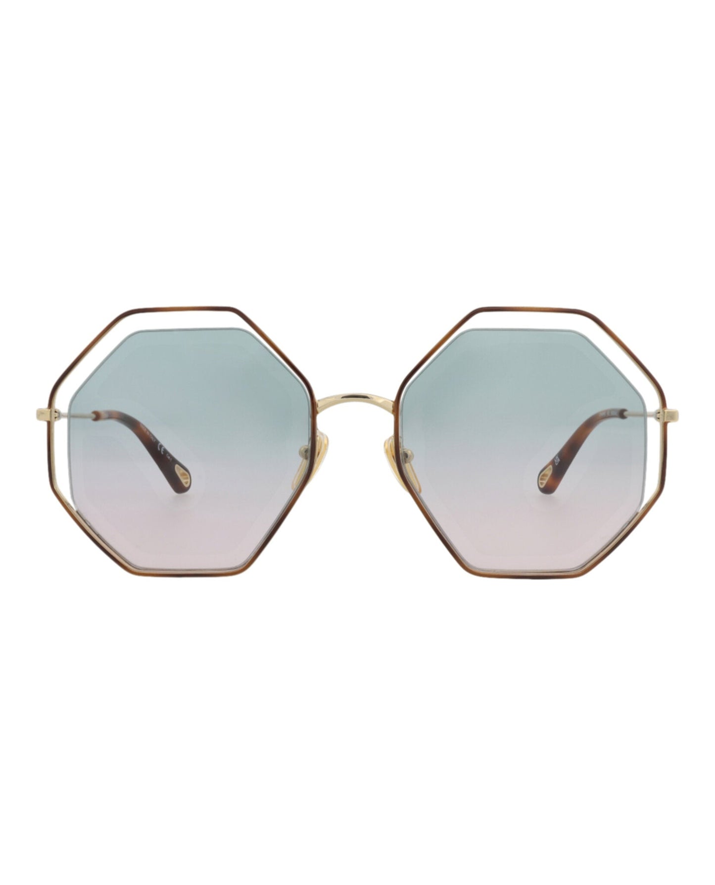 Chloé Womens Square/Rectangle Havana Gold Green Fashion Designer Eyewear
