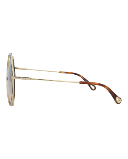 Chloé Womens Square/Rectangle Havana Gold Green Fashion Designer Eyewear