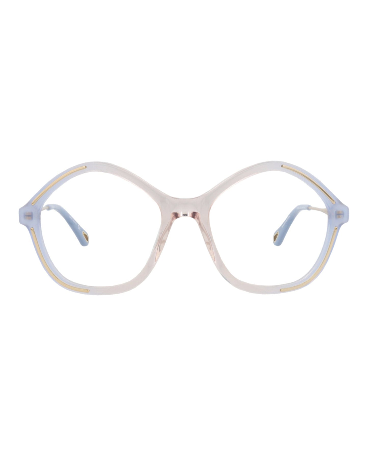 Chloé Womens Square/Rectangle Light Blue Gold Transparent Fashion Designer Eyewear