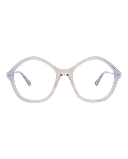 Chloé Womens Square/Rectangle Light Blue Gold Transparent Fashion Designer Eyewear