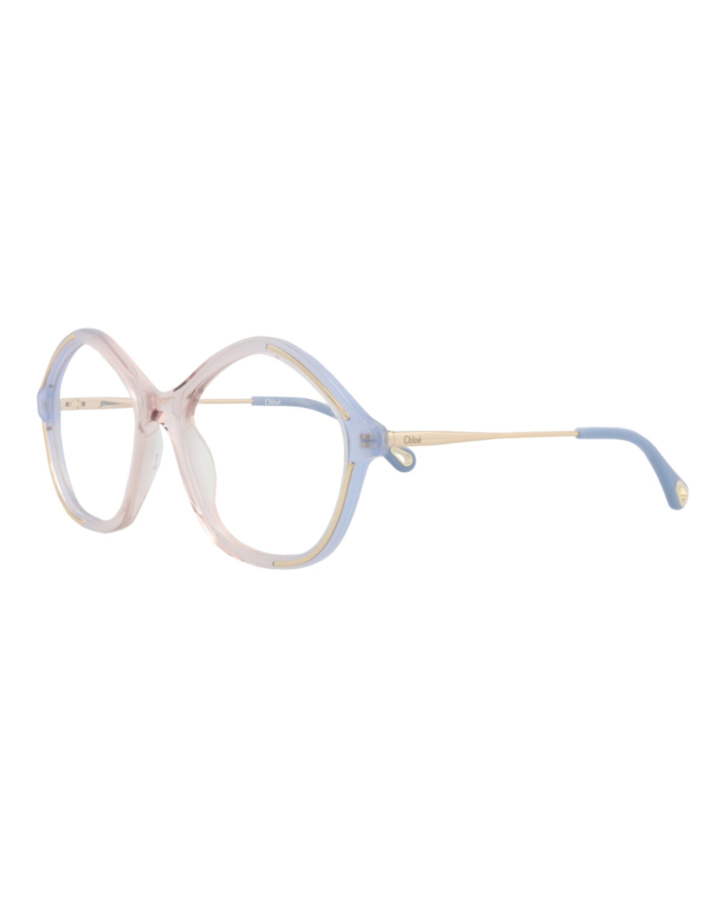 Chloé Womens Square/Rectangle Light Blue Gold Transparent Fashion Designer Eyewear