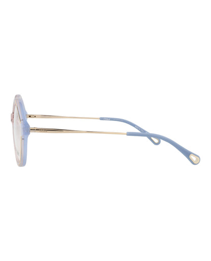 Chloé Womens Square/Rectangle Light Blue Gold Transparent Fashion Designer Eyewear