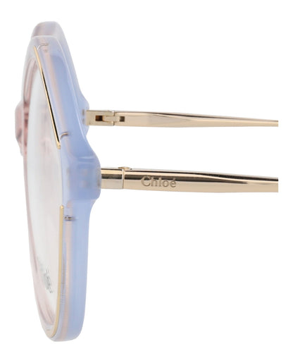 Chloé Womens Square/Rectangle Light Blue Gold Transparent Fashion Designer Eyewear