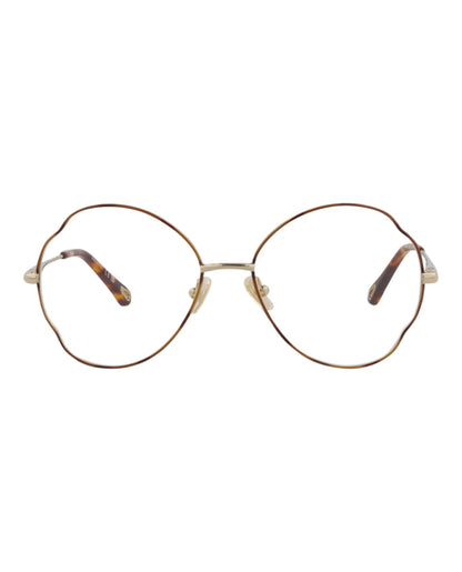 Chloé Womens Round/Oval Havana Gold Transparent Fashion Designer Eyewear Havana Gold Transparent
