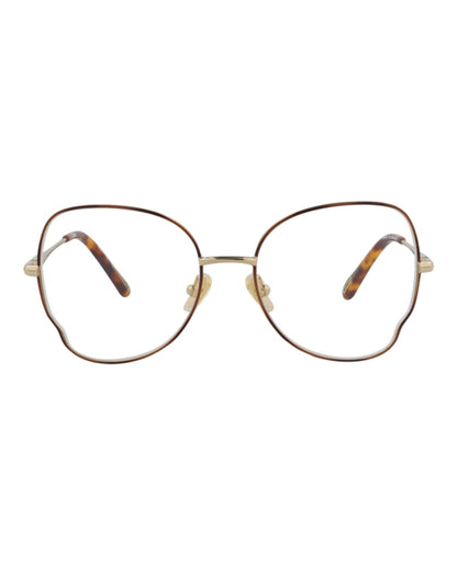 Chloé Womens Round/Oval Havana Gold Transparent Fashion Designer Eyewear Havana Gold Transparent