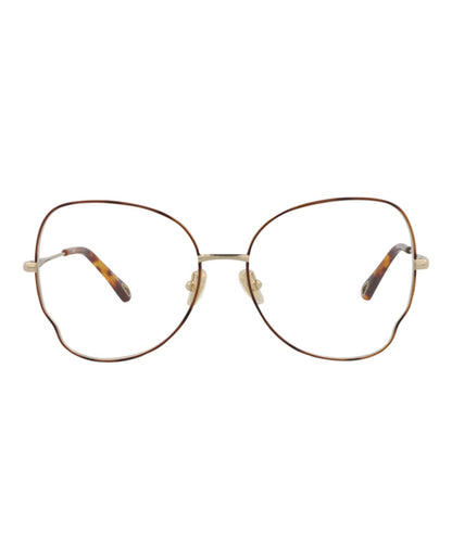 Chloé Womens Cat Eye Havana Gold Transparent Fashion Designer Eyewear Havana Gold Transparent