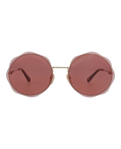 Chloé Womens Round/Oval Gold Gold Red Fashion Designer Eyewear