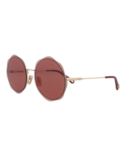 Chloé Womens Round/Oval Gold Gold Red Fashion Designer Eyewear