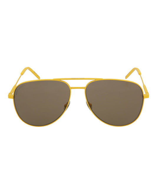 Saint Laurent Unisex Aviator Yellow Yellow Brown Fashion Designer Eyewear