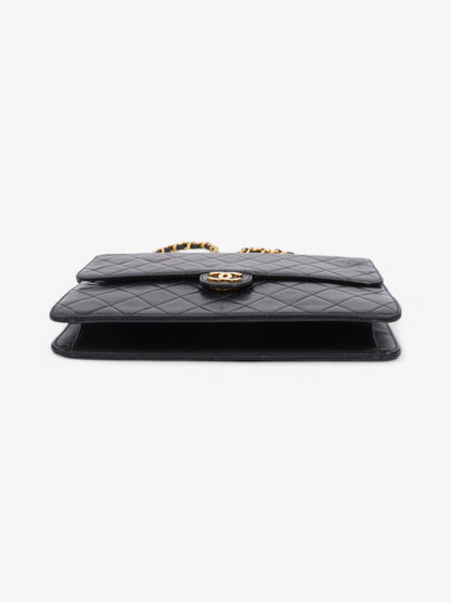 Chanel Half Flap Shoulder Bag Black Lambskin Leather Medium