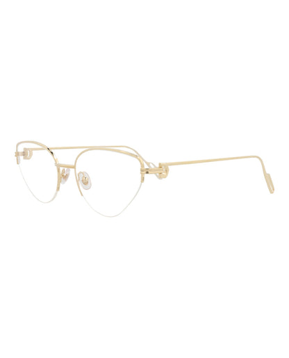 Cartier Womens Cat Eye Gold Gold Transparent Fashion Designer Eyewear
