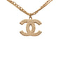 Chanel CC Gold Plated Textured Pendant Double Chain Necklace