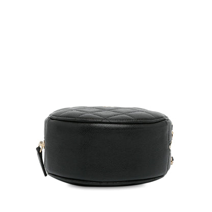 Chanel CC Quilted Caviar Round Clutch With Chain (SHG-ov2ka3)