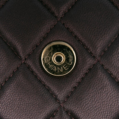 Chanel CC Quilted Iridescent Lambskin Top Handle Flap Clutch With Chain