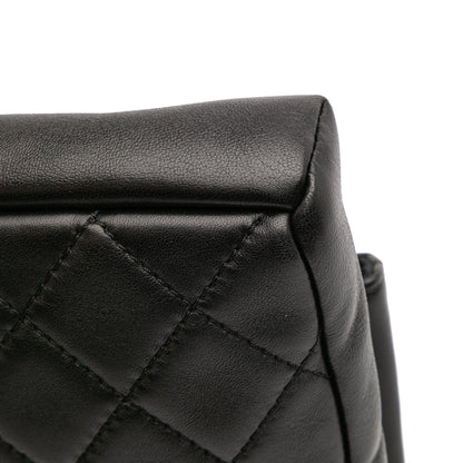 Chanel CC Quilted Lambskin Grip Clutch