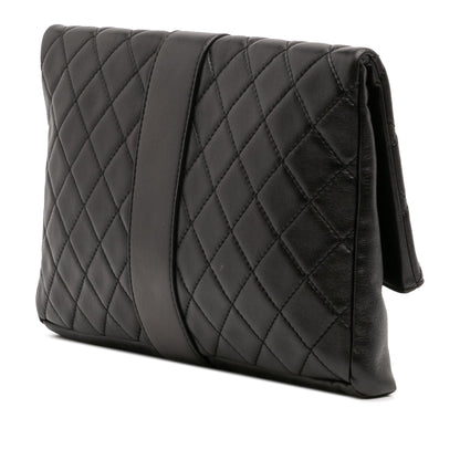 Chanel CC Quilted Lambskin Grip Clutch
