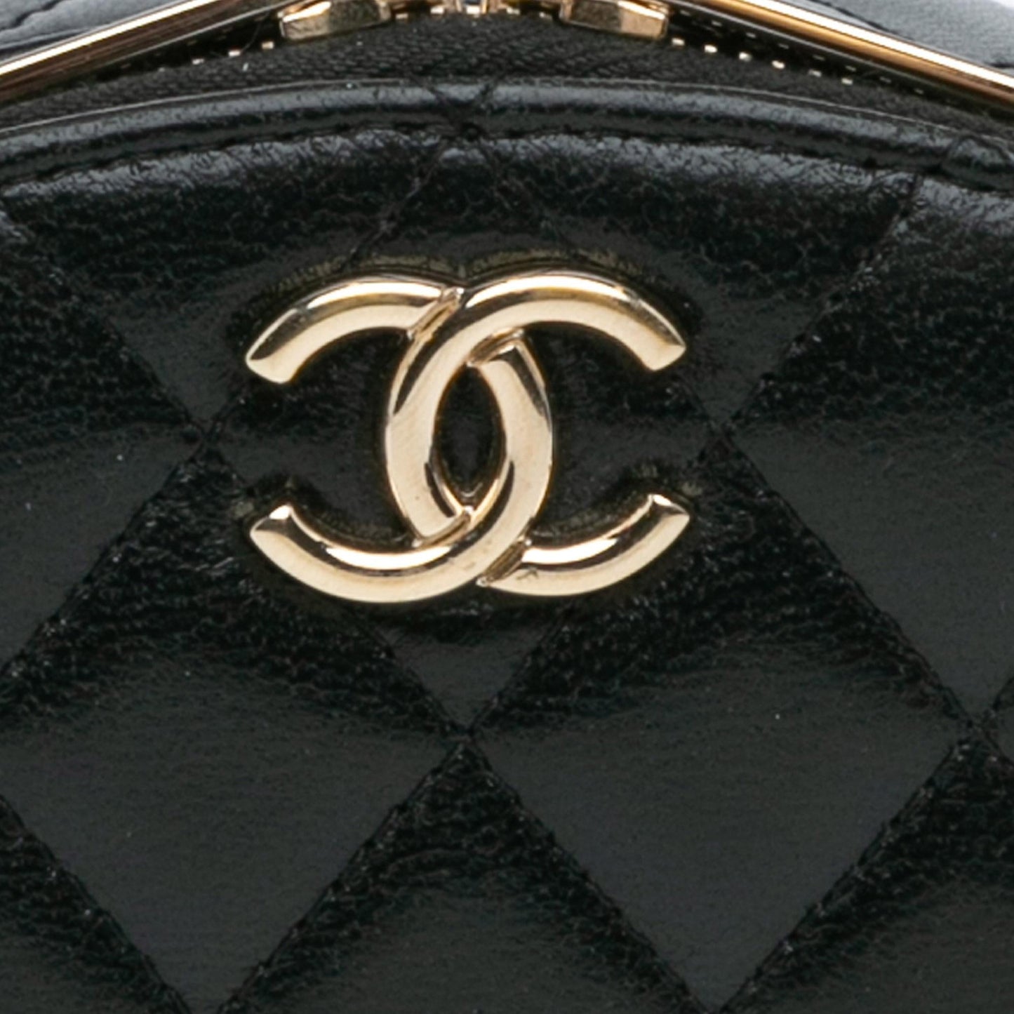 Chanel CC Quilted Lambskin Oval Top Handle Clutch
