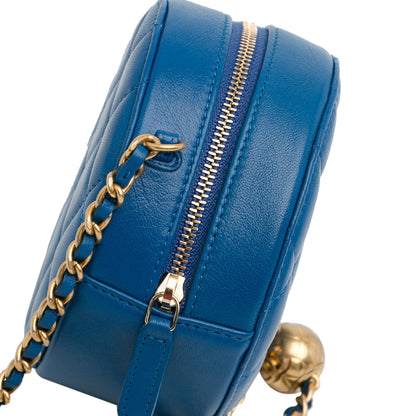 Chanel CC Quilted Lambskin Pearl Crush Round Clutch with Chain (SHG-Yjxo07)