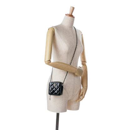 Chanel CC Quilted Patent Clutch With Chain