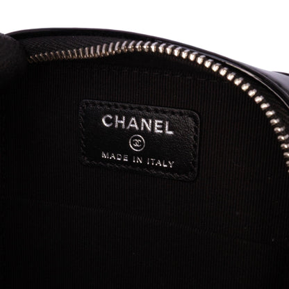 Chanel CC Quilted Patent Diamond Resin Clutch With Chain