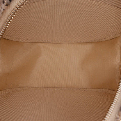 Chanel CC Quilted Tweed and Shearling Round Clutch With Chain