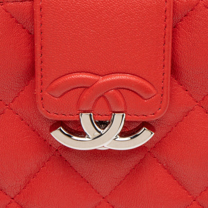 Chanel Calfskin CC Box Double Zip Clutch with Chain