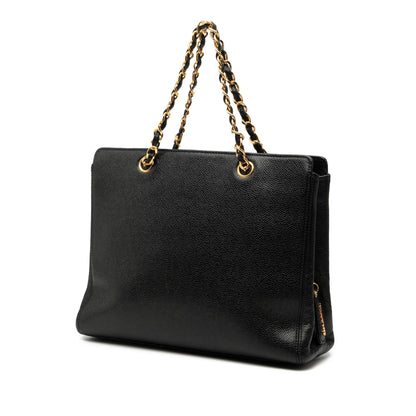 Chanel Caviar Logo Chain Tote