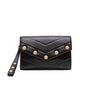 Chanel Chevron Lambskin CC Medallion Button Flap Clutch