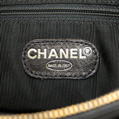 Chanel Embroidered Caviar Logo Shoulder Bag