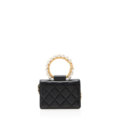 Chanel Lambskin Pearl Crown Clutch with Chain