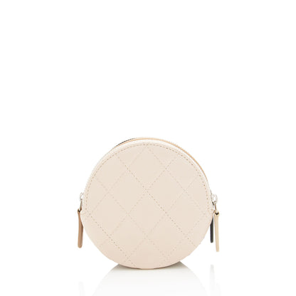 Chanel Lambskin Triple Zip Round Clutch with Chain