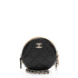 Chanel Lambskin Triple Zip Round Clutch with Chain