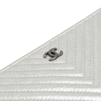 Chanel Medium Metallic Chevron Calfskin O Case Clutch