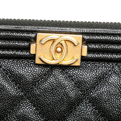 Chanel Medium Quilted Caviar Boy O Case Clutch