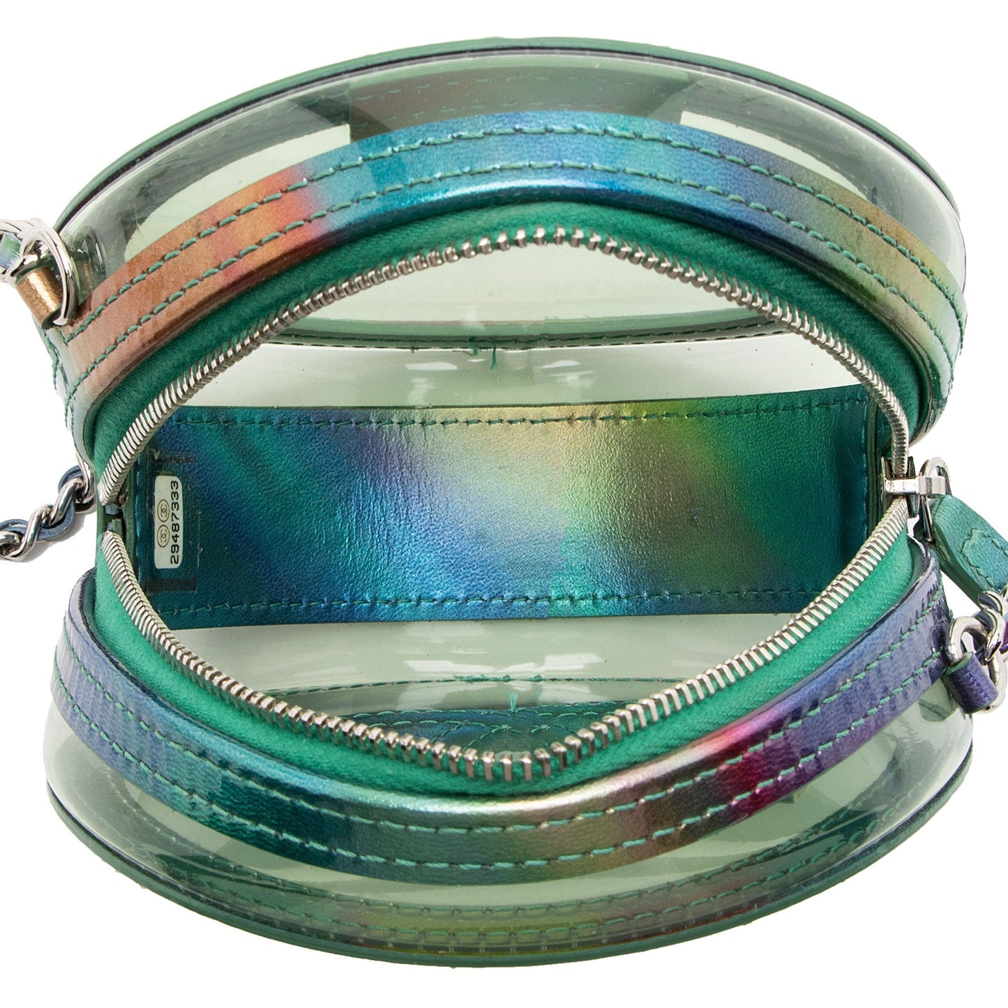 Chanel PVC Rainbow CC Filigree Round Clutch with Chain