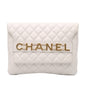 Chanel Quilted Calfskin Logo Enchained Clutch