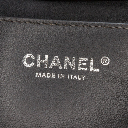 Chanel Quilted Striated Metallic Patent Clutch with Chain