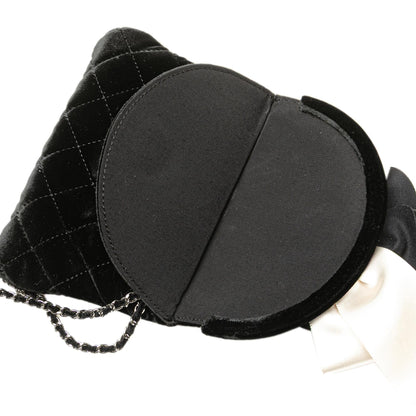 Chanel Quilted Velvet Camellia Wristlet Clutch