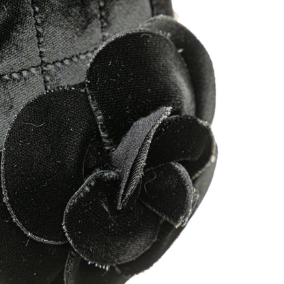 Chanel Quilted Velvet Camellia Wristlet Clutch
