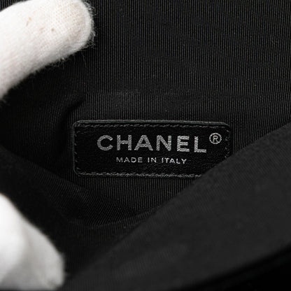 Chanel Quilted Velvet Camellia Wristlet Clutch