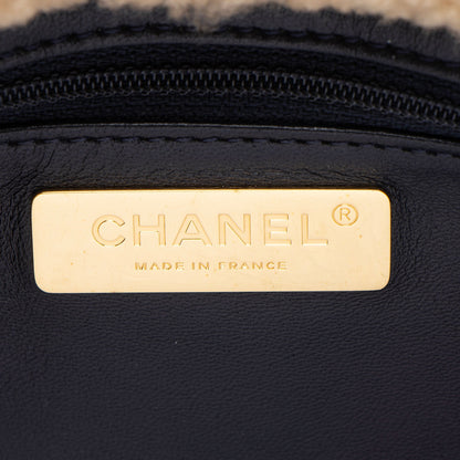 Chanel Shiny Crumpled Calfskin Shearling 19 Medium Flap Shoulder Bag