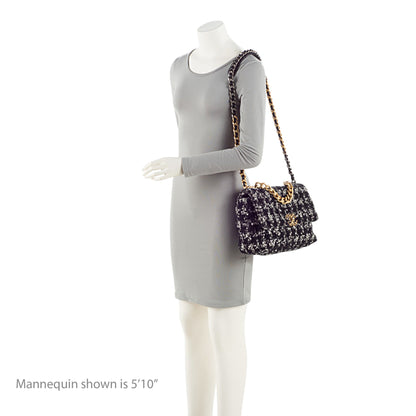 Chanel Tweed Houndstooth 19 Large Flap Shoulder Bag