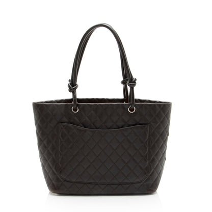 Chanel Vintage Lambskin Ligne Cambon Large Shopping Tote