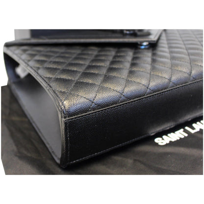 YVES SAINT LAURENT Envelope Large Matelasse Embossed Leather Shoulder Bag Black
