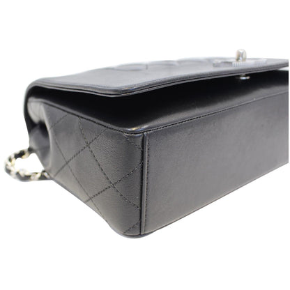 CHANEL Mademoiselle Vintage Flap Sheepskin Leather Shoulder Bag Black