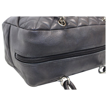 CHANEL Cambon Line Leather Shoulder Bag Black