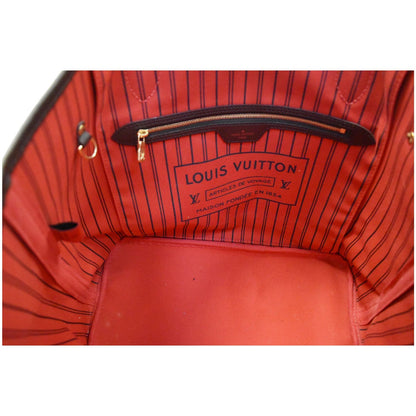 LOUIS VUITTON Neverfull MM Damier Ebene Shoulder Bag Brown